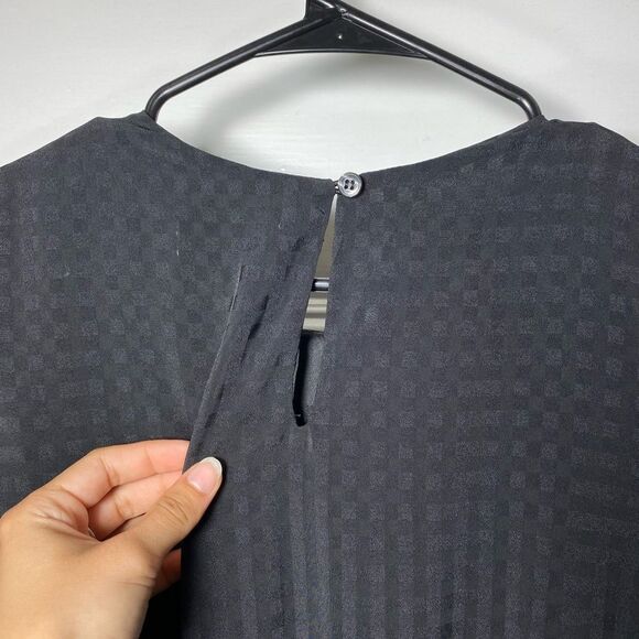 Waverly Grey | Sasha Check Pattern Drop Waist Blouson Mini Dress Black Sz Small - Picture 9 of 11
